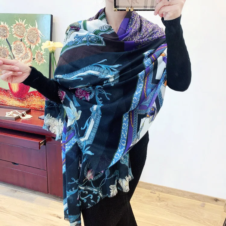 Цветочный шарф с птицами, женские кашемировые шарфы 300 s, женские зимние теплые шали из пашмины, женские шарфы 200*100 см