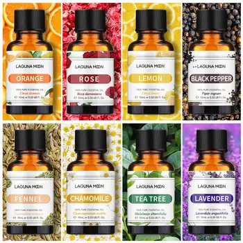 

LAGUNAMOON Natural Chamomile Geranium Vetiver Sandalwood Thyme Fragrances Essential Oils For Massage Aromatherapy 37 Aromas 10ML