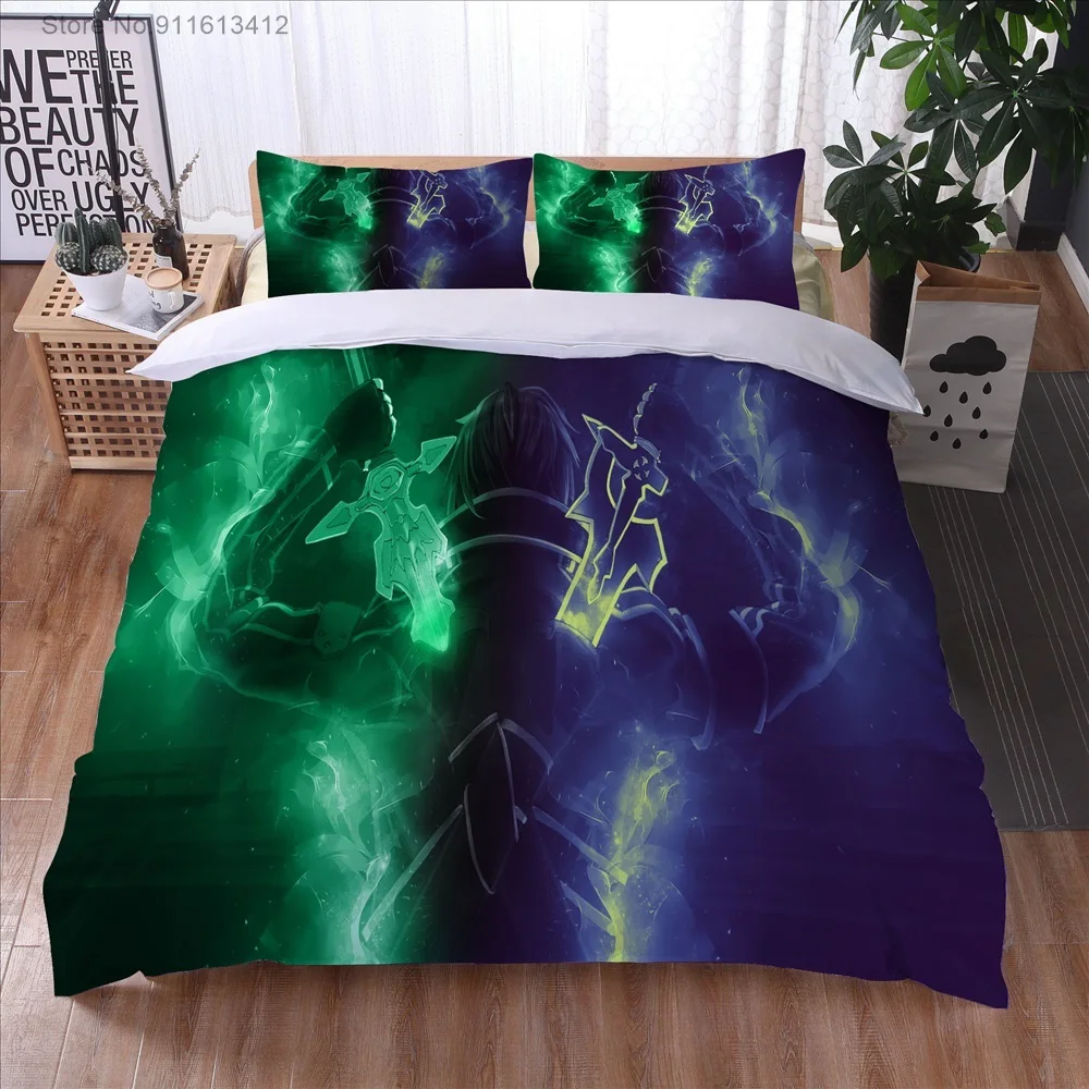 Anime Sword Art Online High Quality 3D Printed Pattern Duvet Cover with Pillow Cover Bedding Set Anime Bed Set Bedroom Luxury