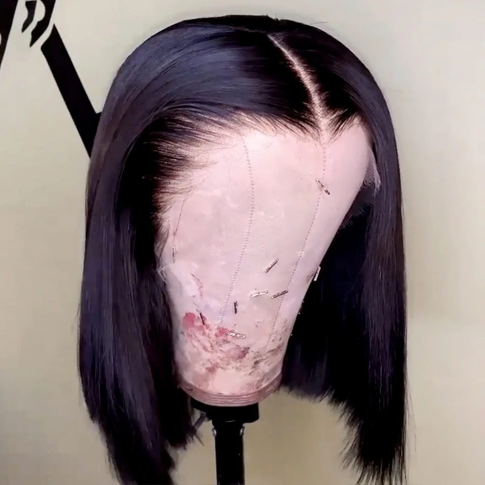 150-Lace-Front-Human-Hair-Wigs-Straight-Short-Bob-Wig-For-Women-Natural-Black-Remy-Brazilian (2)