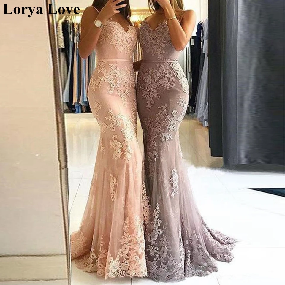 

Sexy Evening Dresses 2020 Women Formal Party Mermaid Vestido De Noiva Champagne Prom Gowns Lace Appliques Long Robe De Soiree