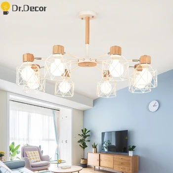 

Modern Led Chandeliers Iron Wooden Chandelier Lighting for Living Room Industrial Home Decor Stair Lighting Lustres Luminaria