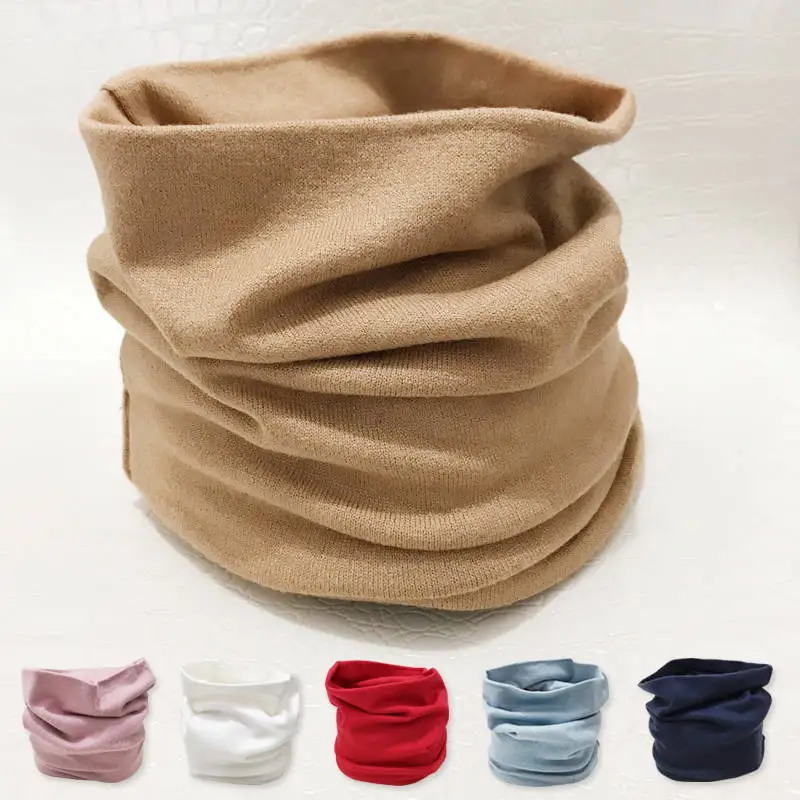 

Woman Knitted Ring Scarf Solid Warm Collar