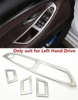 

4PCS Stainless Steel Interior Door Handle Window Switches Cover Trim For-BMW 5 Series F10 2011-2015 Left Hand Drive