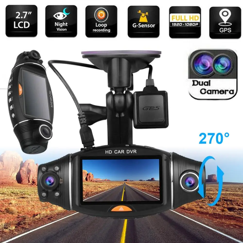 1080 P, двойной объектив, ЖК-дисплей, ночное видение, gps, умный рекордер, интеллектуальное вождение, рекордер, реверсивное изображение, электроника, автомобильный видеорегистратор, DVR