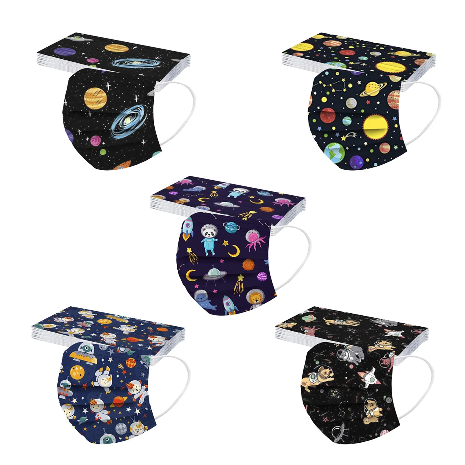 10/50pcs Mascarillas Children's Disposable Mask Star Printed Three Layer Protective Breathable Face Mask ndustrial 3Ply Ear Loop 2