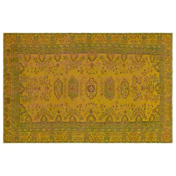 

Handmade Yellow Vintage Overdyed Turkish Area Rug 160x245 Cm-5'3''X8'0''
