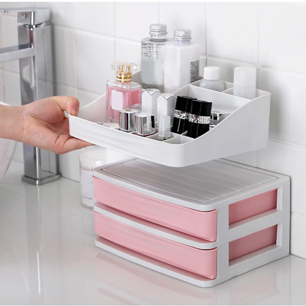Makeup Organizer Storage Box Tray Bathroom Desktop Cosmetic Drawer
