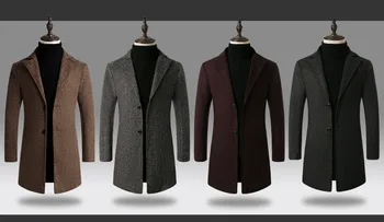 

2019 Men Wool Blends Coats Autumn Winter New Solid Color High Quality Men's Wool Trench Coats Luxurious Wool Blends Coat Male