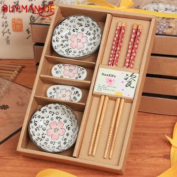 

6-piece Set of Exquisite Japanese Cutlery Set Fashion Personality Ceramic Sushi Plate Sashimi Soy Sauce Boxed Gift Box