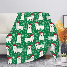 

3D Westie Print Throw Fleece Blanket Christmas Dog Puppy Pattern Blanket Couch Sofa Quilt Cover for Home Decor Xmas Gift