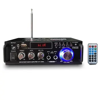 

12V/ 220V BT-298A 2CH LCD Display Digital HIFI Audio Stereo Power Amplifier bluetooth FM Radio Car Home with Remote Control