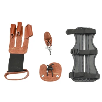 

Hunting Leather Protective Gear Arm Guard Straps Three Finger Gloves Suit Finger Protection Shooting Practice