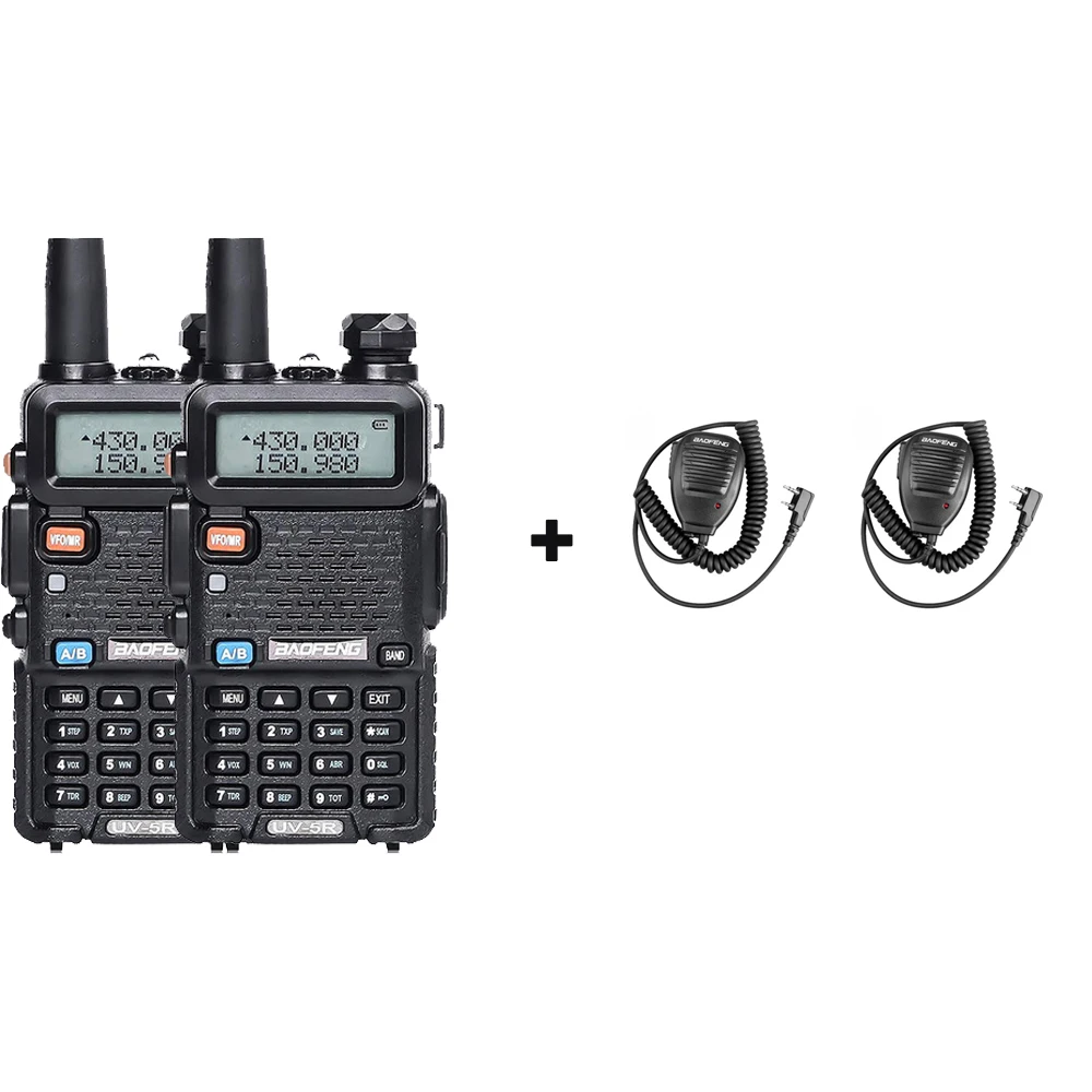 2 шт. 128CH 8 Вт двухстороннее радио Baofeng UV 5R Ham UHF 400-520 МГц радиостанции водонепроницаемый Baofeng Walkie Talkie IP67 трансивер - Цвет: add 2 mic