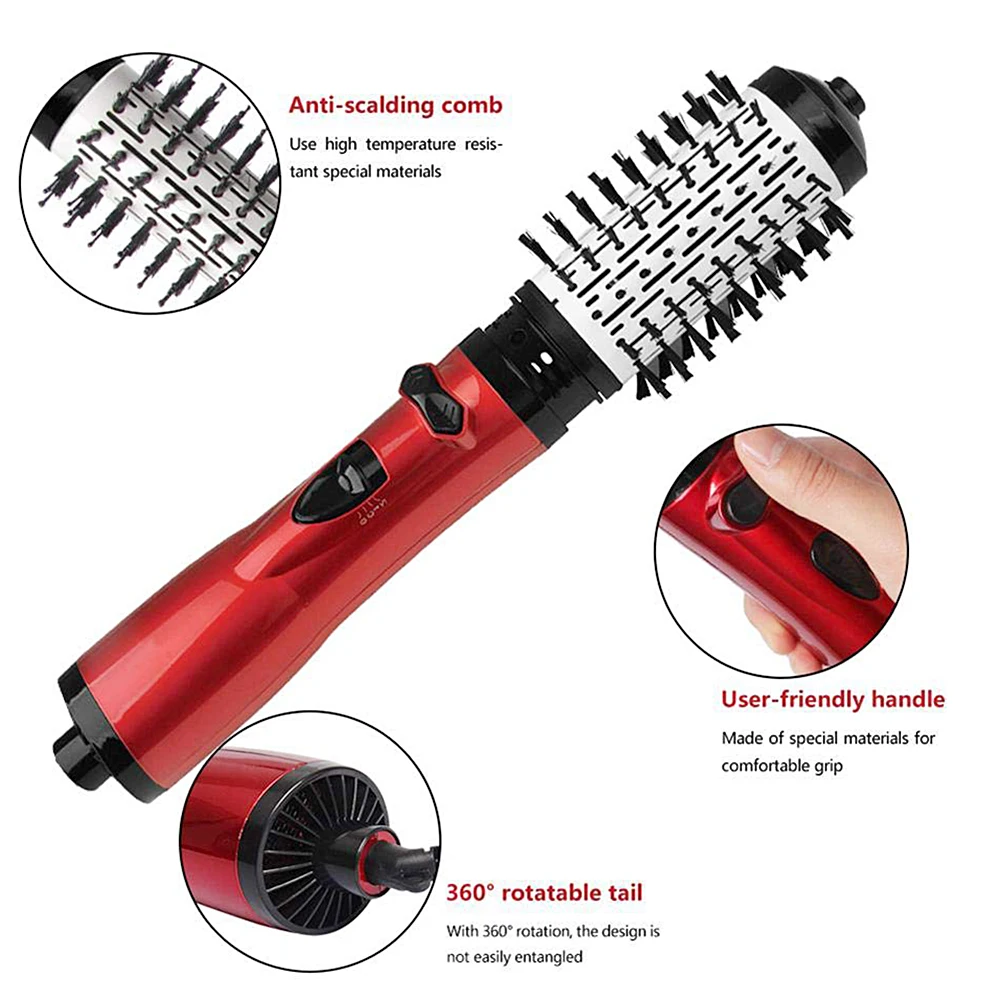 Description Picture 4 of itemHot Air Brush 2 Replaceable Head 360 Rotating Airflow Hair Straightener Curler Iron Volumizer Blowers Electric Hair Dryer Comb
