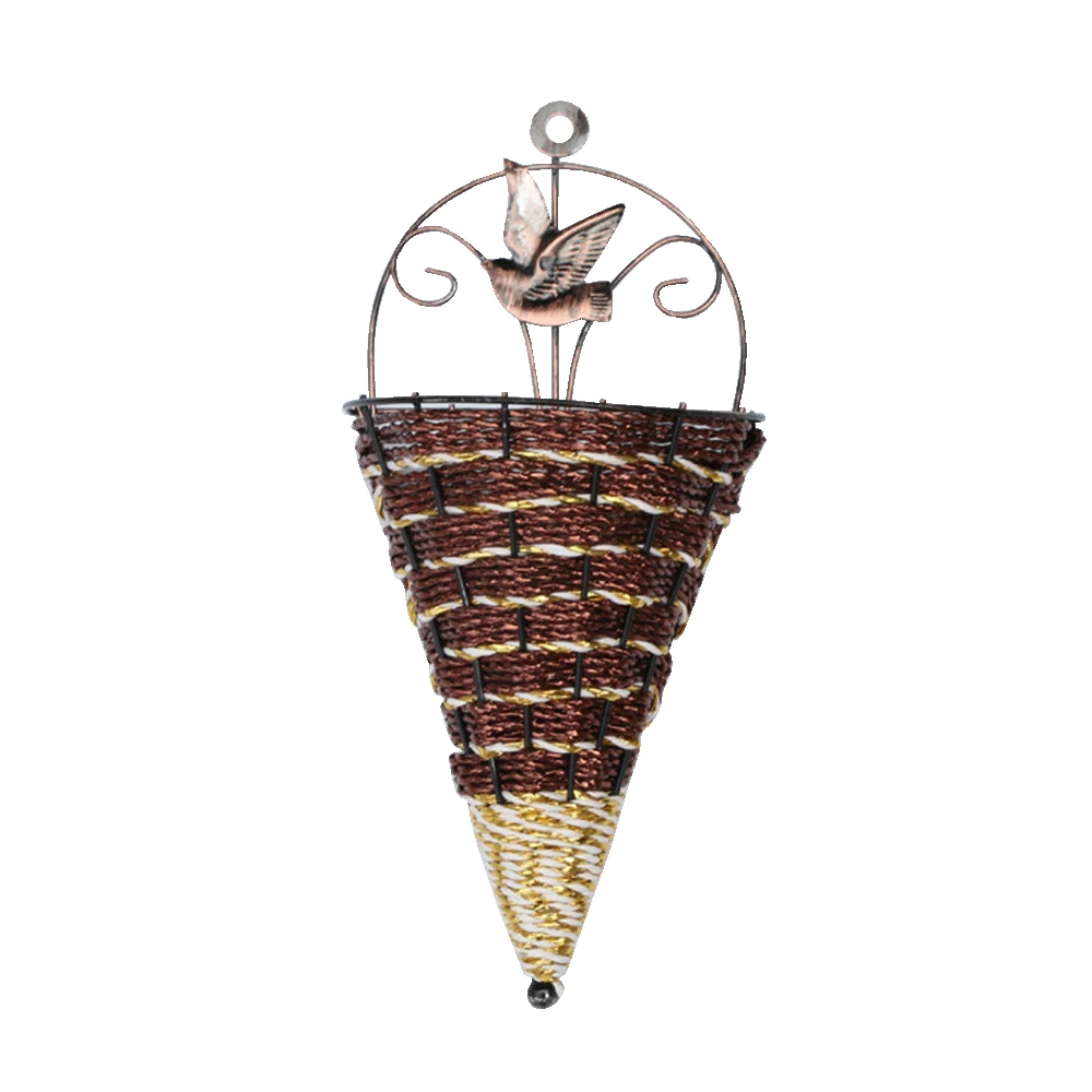 New Wicker Flower Basket Wall Mounted Rattan Hanging Pot Planter Vase Boxes Basket Decor Home Gardening Decoration - Цвет: 2