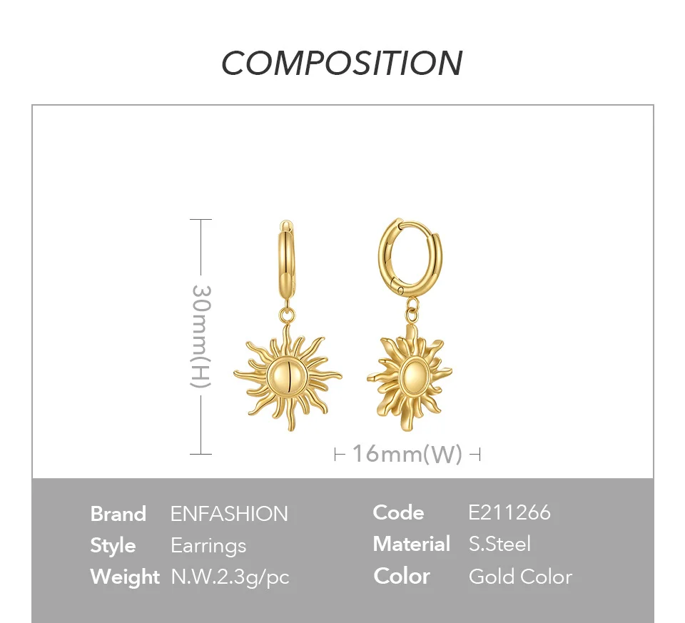 Gold Color Earring Stainless Steel boucle oreille Fashion Jewelry Sun Drop Earrings For Women 6 Ha5e18756f6e945e79ed83da7b6a3d22eb