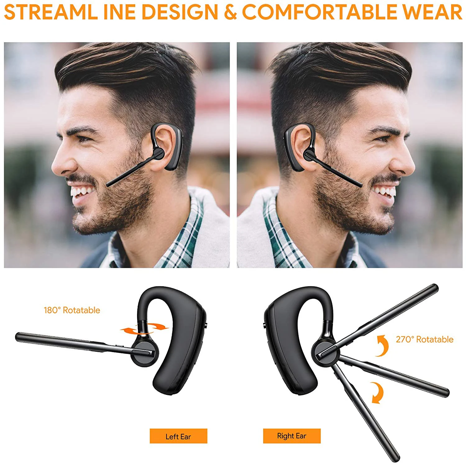Alat dengar fon kepala tanpa wayar Bluetooth K20 terbaru Headset Pengurangan Bunyi Bebas Handsfree Perniagaan Dengan Mic HD Untuk Semua Telefon Pintar