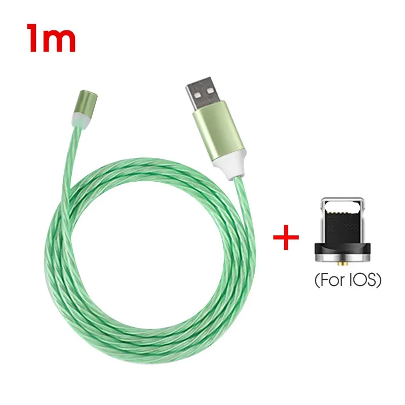 For iSO Green Магнитное быстрое зарядное устройство Micro USB кабель для samsung Быстрая зарядка Micro usb type C для iPhone Android телефон USB провод шнур - Цвет: For iSO Green