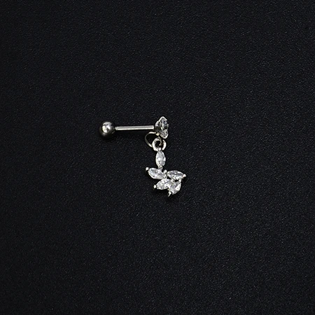 1 шт. серьги-гвоздики пирсинга хрящей из нержавеющей стали CZ Tragus шпильки спирали пирсинг, серьги Луна Звезда Сердце серьги в виде цветка - Окраска металла: 1leaf