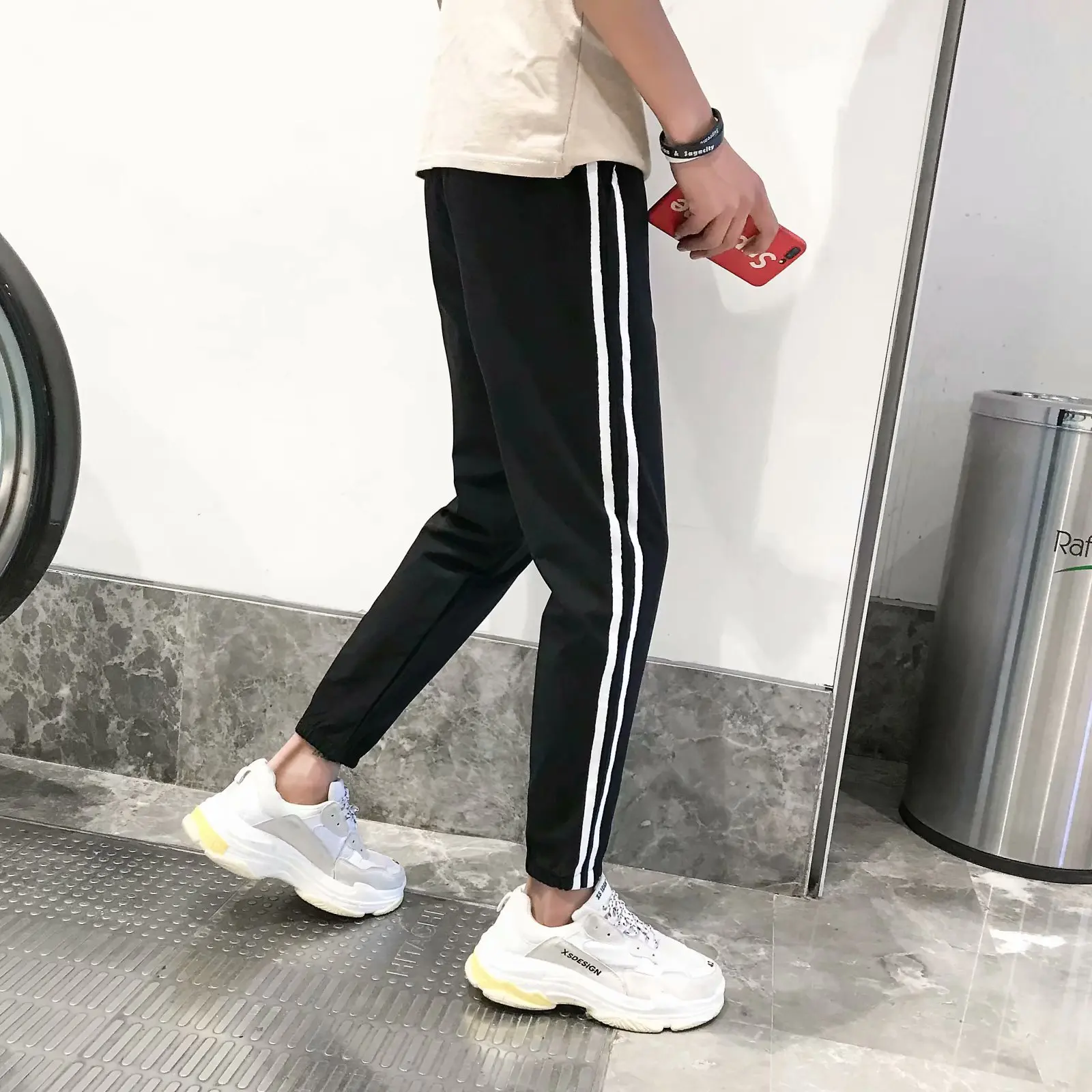 

Plus-sized Sweatpants Men'S Wear Thin Athletic Pants Skinny Loose Fat Casual Pants Beam Leg Capri Pants