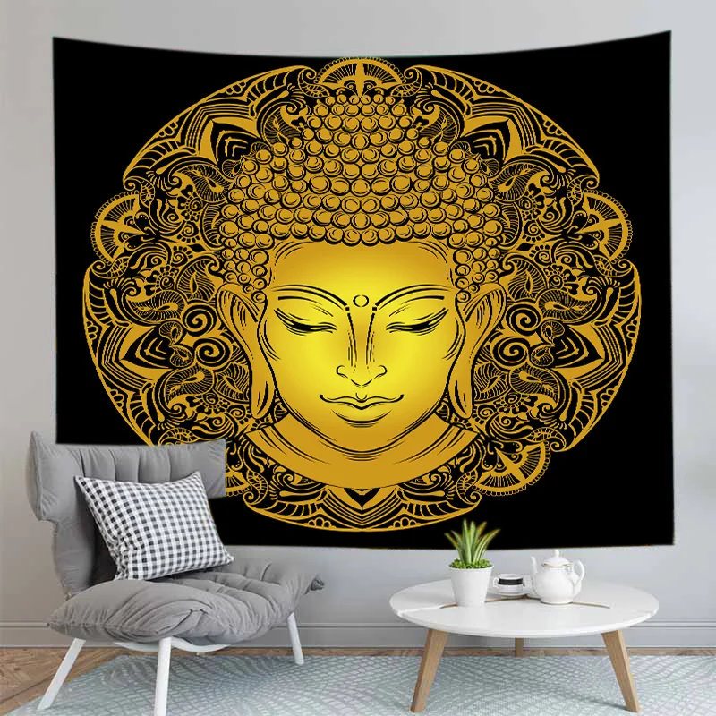 Indian Buddha Statue MeditationTapestry Wall Hanging Mandala Tapestries Wall Cloth Yoga Carpet Boho Decor - Цвет: GT194