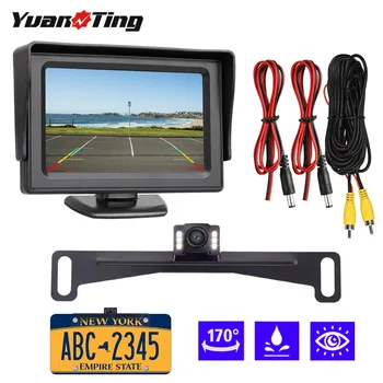 

YuanTing 4.3 inch 800*480 TFT-LCD Monitor Display with 6 Auto Led Waterproof License Plate Rear View Night Vision Camera Kit