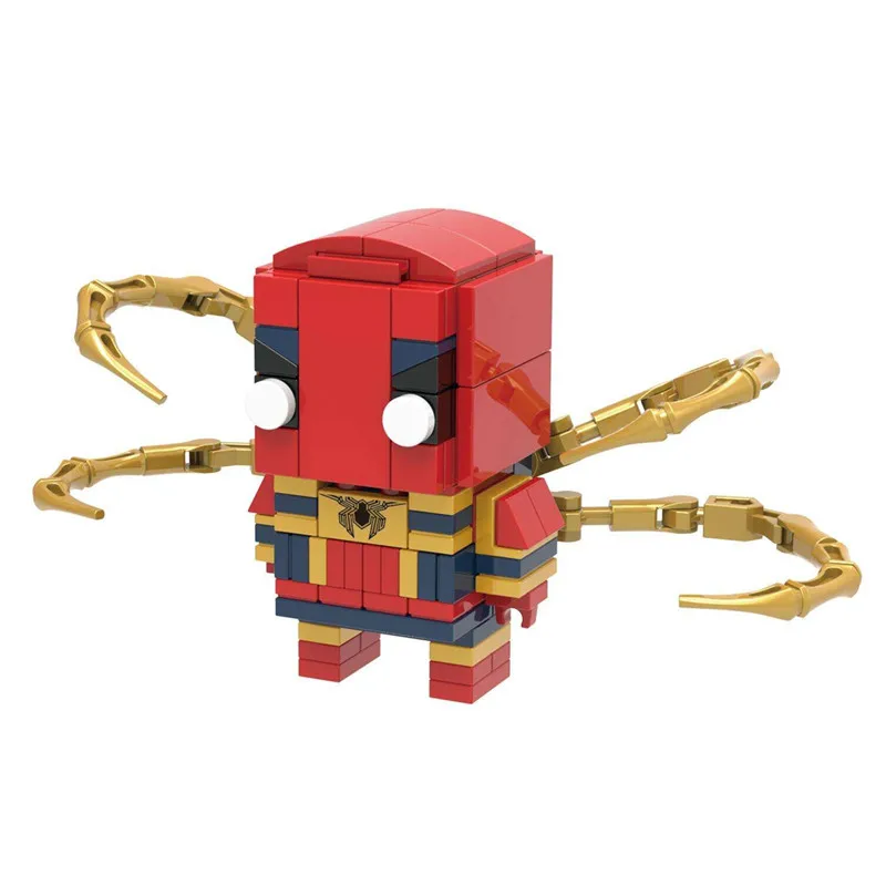 Marvel Avengers Endgame Super Heroes Spiderman Thanos Iron Man Thor Brickheadz Figures Building Blocks Bricks Toys Juguetes - Цвет: Цвет: желтый