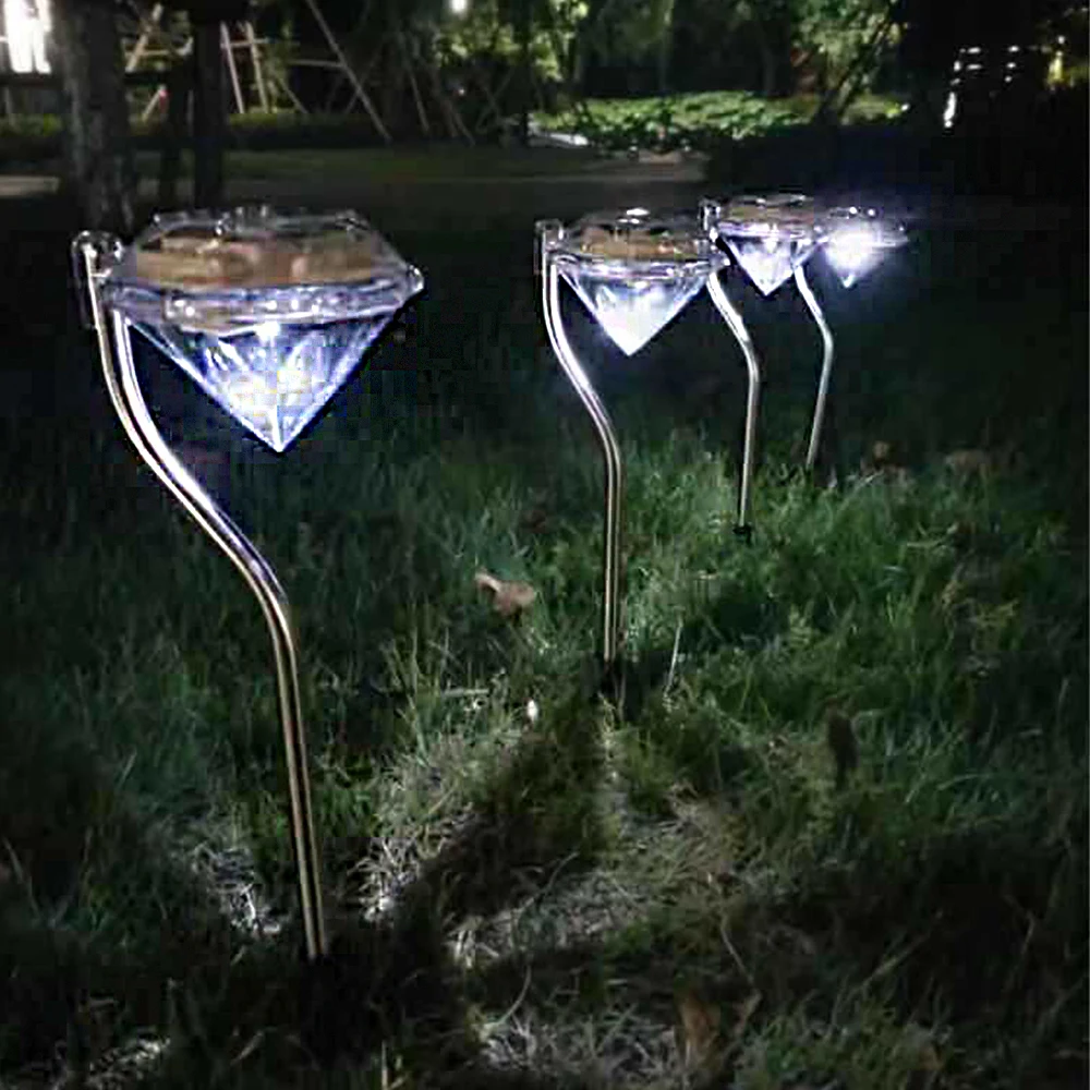 DC1.2V Solar Diamond Light LED Ground Plug Lawn Landscape Lights Outdoor Garden Path Christmas Day Decoration solar security light