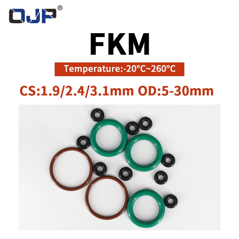 FKM O-Ring CS 2.4mm Fluororubber Oring Sealing OD 7 mm 90 mm PH/Oil Resistant 