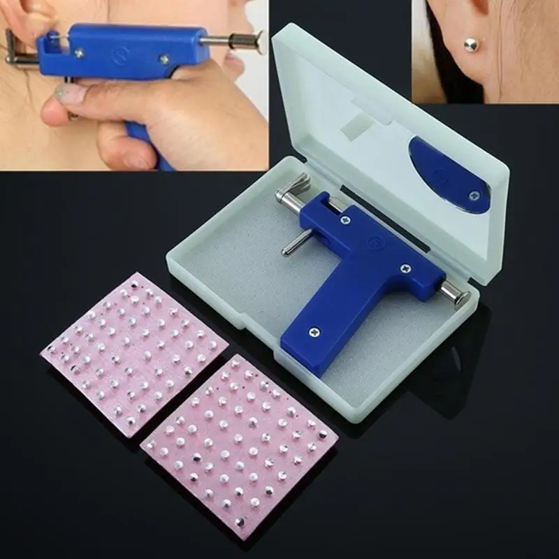 98 pares pendientes de la nariz Piercing del ombligo del cuerpo profesional de armas herramientas para perforación corporal Kit de dolor NO perforador herramienta Kit de máquina de elegir