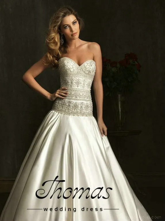 Ida e frete grtis luxo a-querida linha Сияющий tafet com Бисероплетение vestidos de noiva vestido de noiva личное свадебное платье