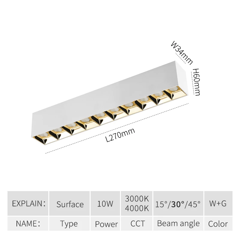 SCON AC85-240V OSRAM Чип 30 см линейный светильник Светодиодный точечный светильник бетонный поверхностный потолочный светильник s - Цвет корпуса: Black with gold