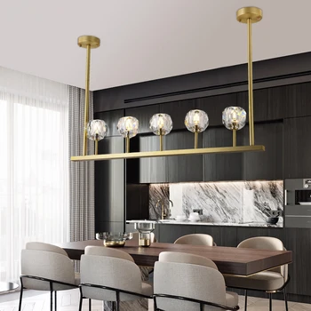 

Post-modern dining room chandelier American living room molecular lamp all copper lamp simple light luxury bar dining room