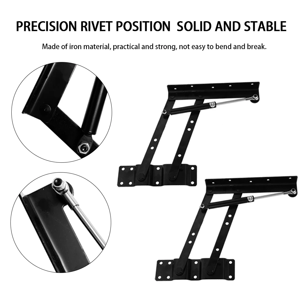 

Hot New 2pcs Iron Foldable Spring Tea Table Hinge Furniture Lift Up Tool Top Mechanism Hardware Lifting Rack Shelf