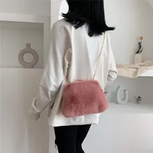 Зимняя Вельветовая сумка женская однотонная плюшевая сумка через плечо сумка-мессенджер плюшевая сумка из искусственного меха с буквенным принтом сумка-кошелек для девочек#40
