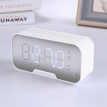 

LED Table Alarm Clock Set Phone Holder Mirror FM Radio Wireless Bluetooth Speaker for Household Bedroom Decoration