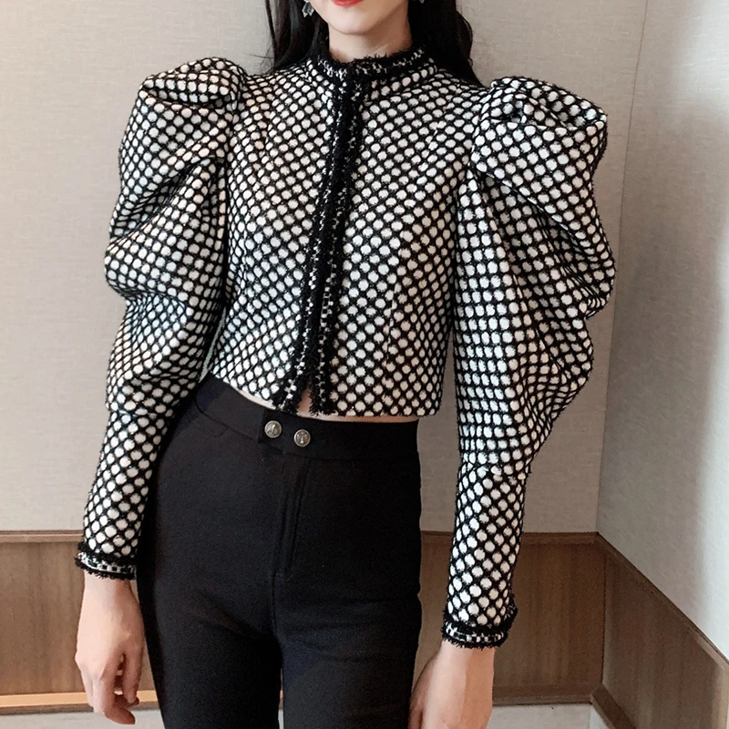 HIGH QUALITY Newest 2019 Designer Blouse Top Women's Puff Sleeve Short |