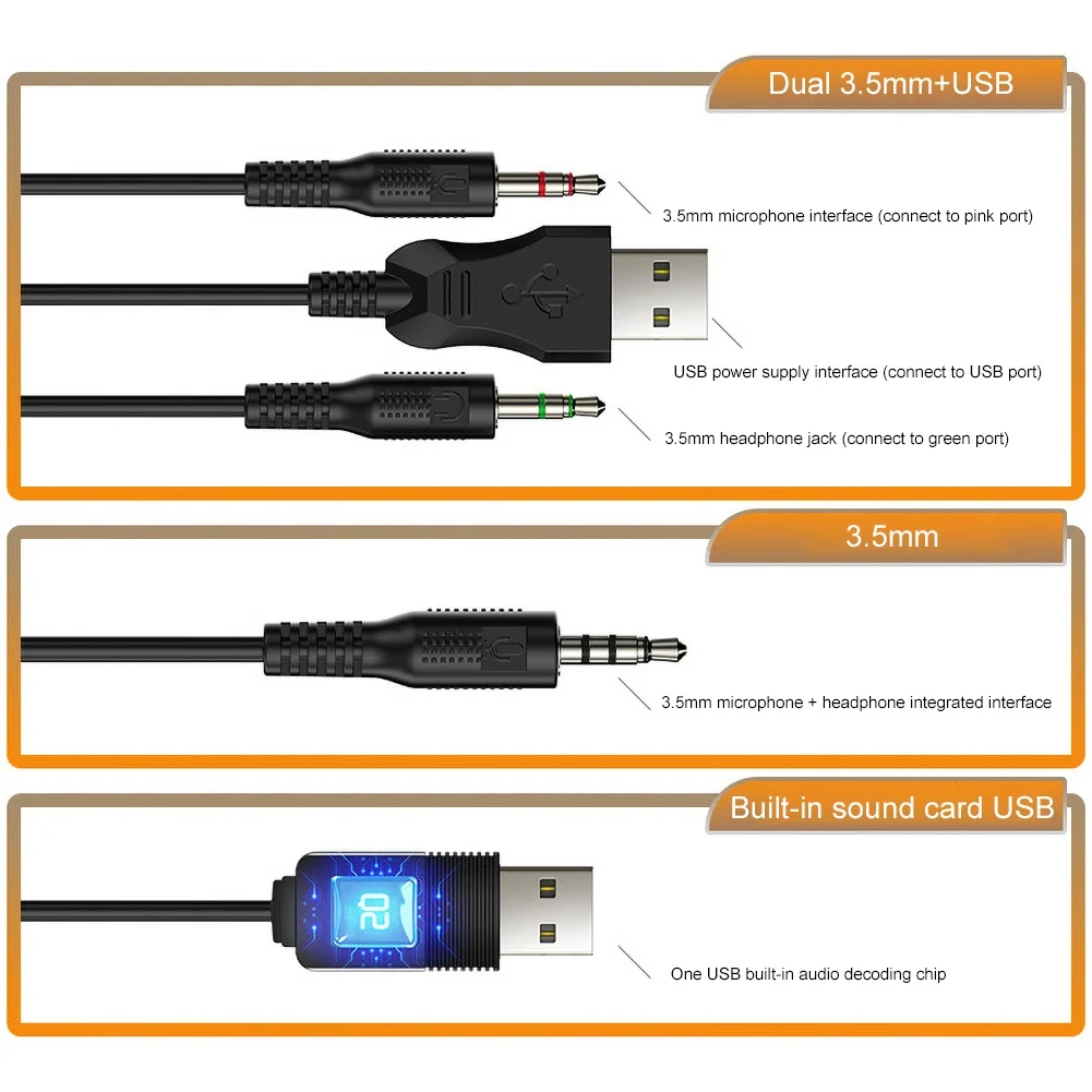 PS4 Gaming Headphones Gamer 7 1 Surround Sound USB 3 5mm Wired RGB Light Game Headphones with Microphone for Xbox One PS4 Table