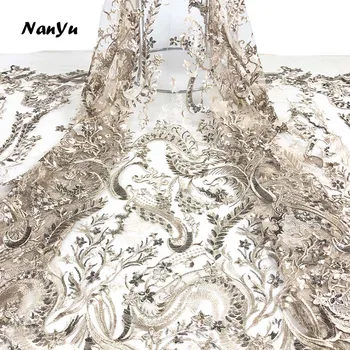 

2019 New Design Lace Fabric High Quality Dragon Embroidery Mesh Lace Fabric Sewing Material
