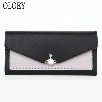 

2019 OLOEY The New Women's Wallet Korean version Fashion Hasp Coin Purse Long paragraph Scattered Bag Solid color Ladies Clutch