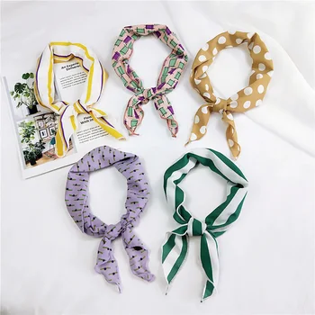 

33*85cm Fashion Women Scarf Silk Wraps Elegant Dot Print Head Neck Hair Tie Band Neckerchief Triangle Tie Band Scarf
