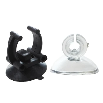 

2 Pcs Plastic Aquarium Heater Clips Holder 33mm Dia Sucker Black & 10 x Aquarium Fish Tank Air Line Tubing Holder Suction Cups C