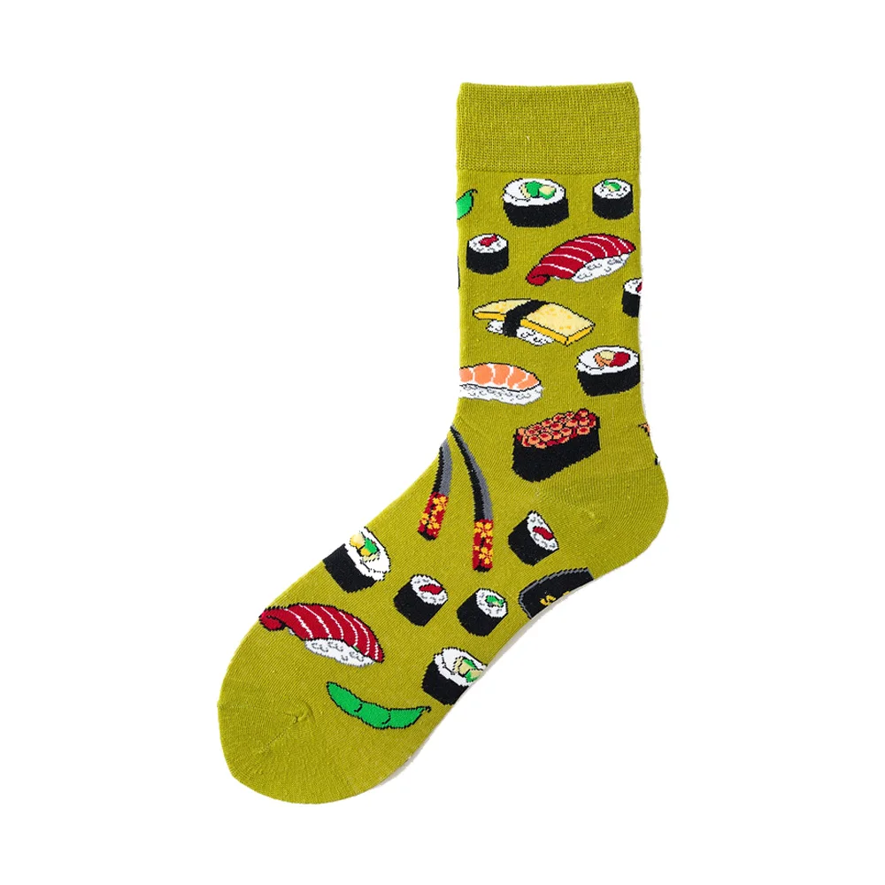 Novedad-Happy-Funny-Men-calcetines-gr-ficos-peinado-algod-n-Omelette-Rana-loco-hamburguesa-salm-n(12)