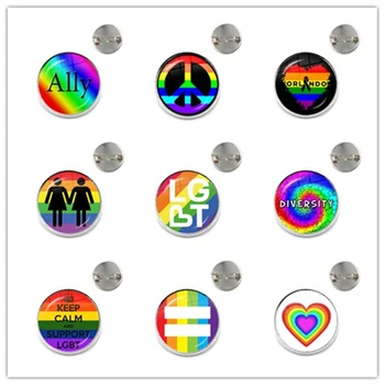 

Bi Pride Brooches LGBT Hypoallergenic Gay Pride Collar Pins Jewelry Rainbow Flag 20mm Glass Cabochon Jewelry For Women Men Gift