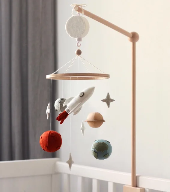 Baby Beech Bed Bell Bracket Suspension Rotating Hanging Bell Newborn Bedside Bell Pendant Baby Bell Pole Room Decoration 6