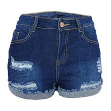 Женские летние шорты, Новое поступление, модные рваные женские джинсовые шорты с высокой талией, эластичные женские шорты с оборками и карманами