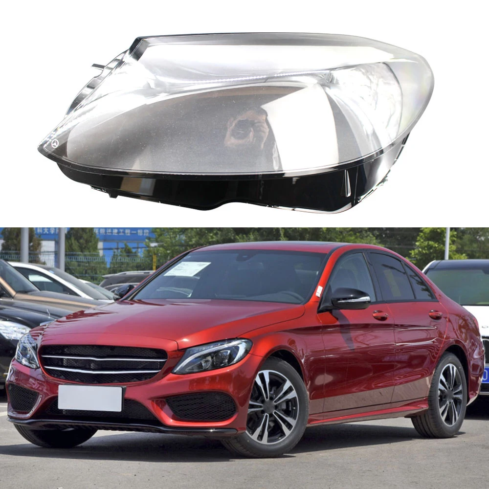 Для Mercedes Benz W205 C180 C200 C260L C280 C300- Автомобильные фары прозрачные линзы оболочка крышка авто аксессуары N13 - Цвет: left