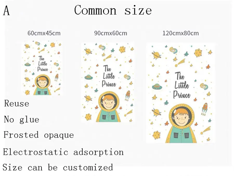 Custom size Индивидуальный размер, мультяшная космическая оконная пленка, индивидуальная стеклянная наклейка, статический клей, пятнистость, детская комната, спальня, матовый домашний декор - Цвет: Custom size