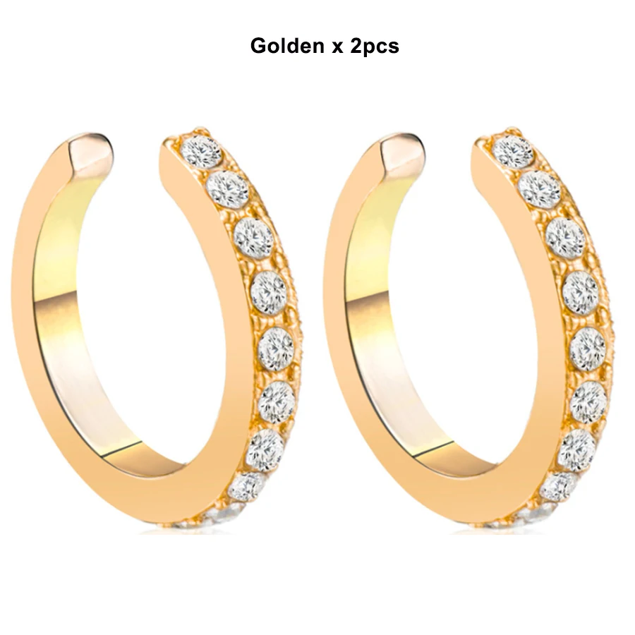 Golden x2pcs Starose 2 шт. кольцо в нос имитация уха манжеты кристалл серьги спираль прокалывания ушей пирсинг серьги-клипсы поддельный пирсинг наушник - Окраска металла: Golden x2pcs
